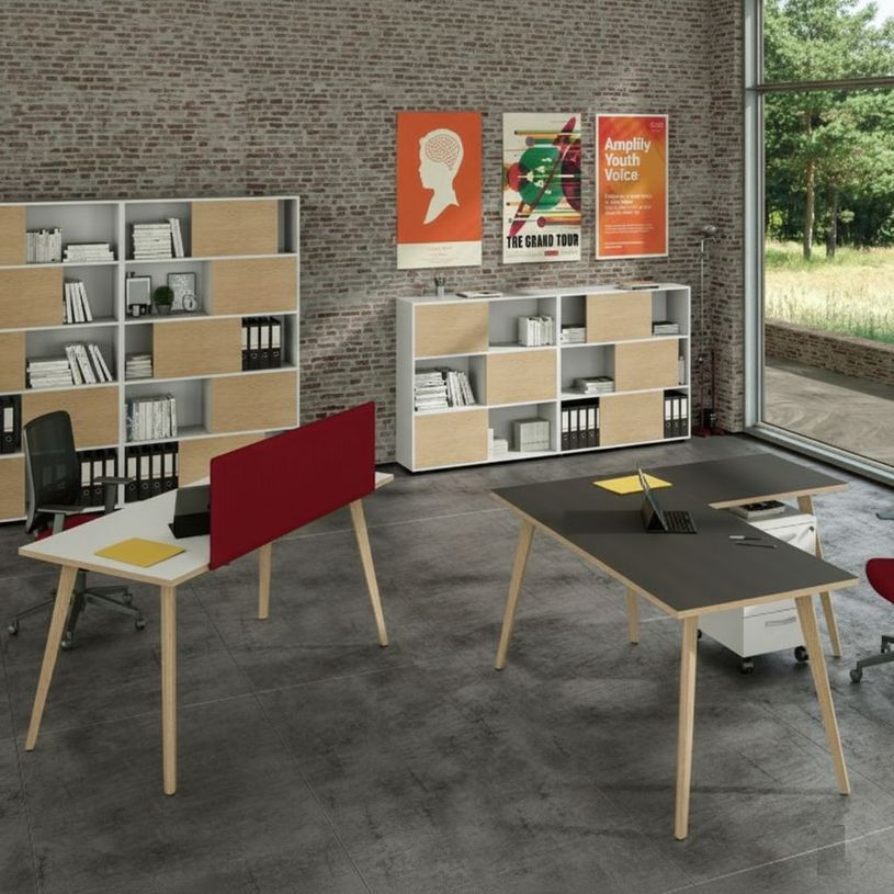 2012349512890-Retour direct pour bureau LEONARDO - L80 x H74 x P60 - Pieds bois - plateau anthracite chants chêne--1