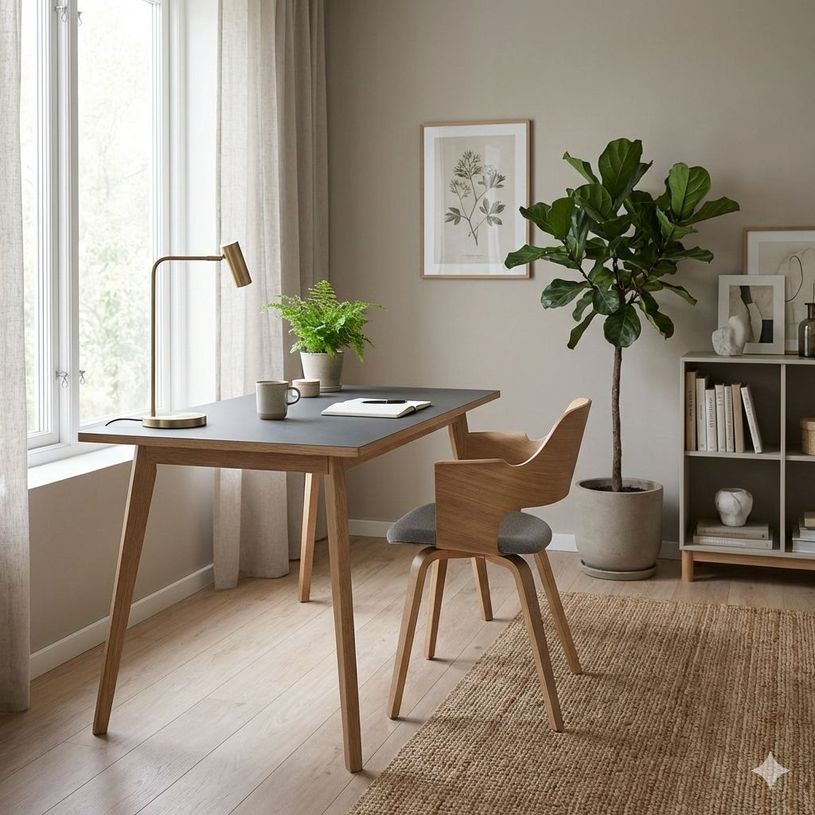 2012349512814-Bureau LEONARDO - 120 cm - Pieds bois - Anthracite chants chêne--1