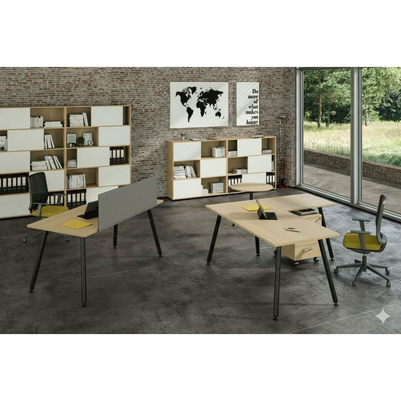 2012349510933-Bureau LEONARDO - 140 cm - Pieds métal noirs - Chêne--1