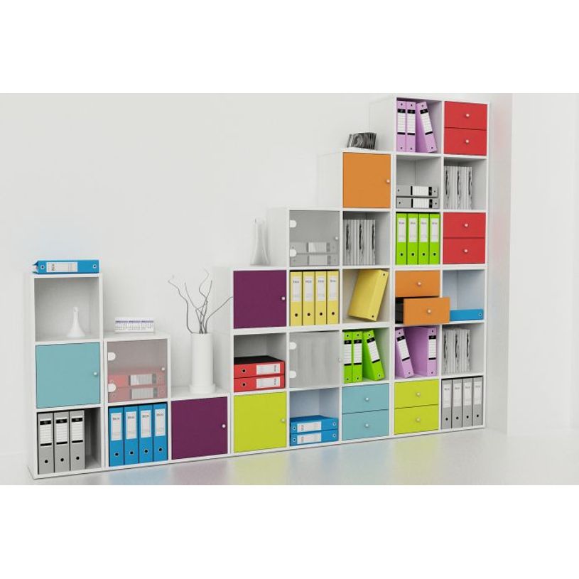 7331910004967-Bibliothèque modulaire MAXICOLOR - 6 cases - blanc --1