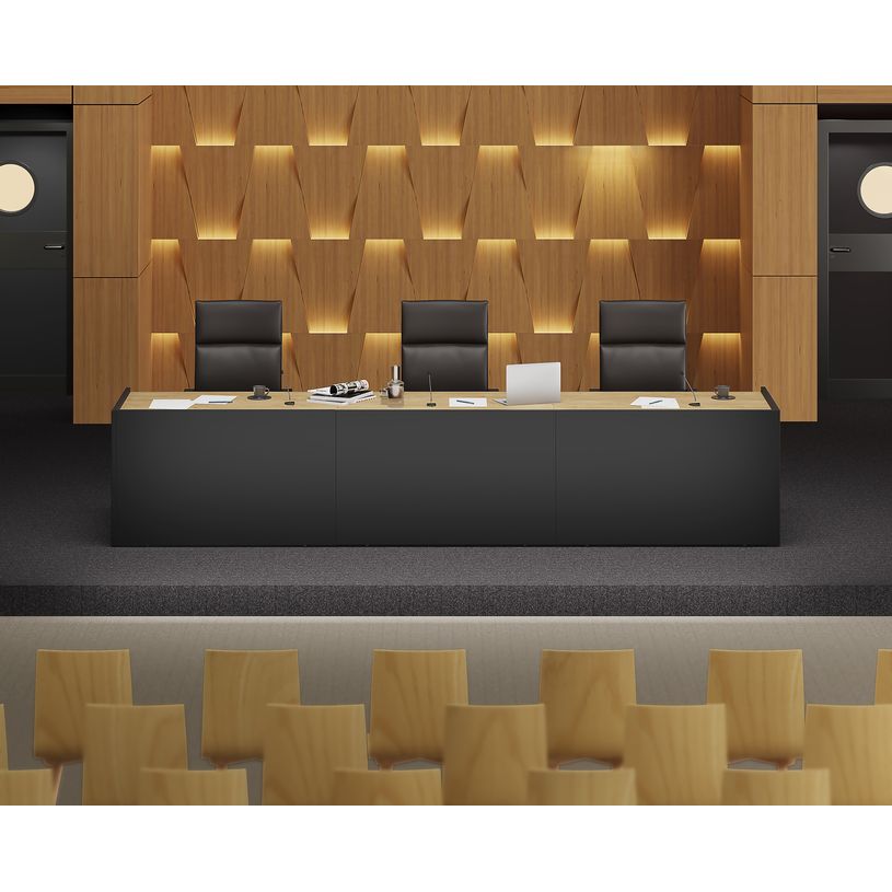 3253310196919-Banque d'accueil Module suivant bas OLA - L140 x H75,5 x P82,5 cm - structure blanc perle, plateau noye--1