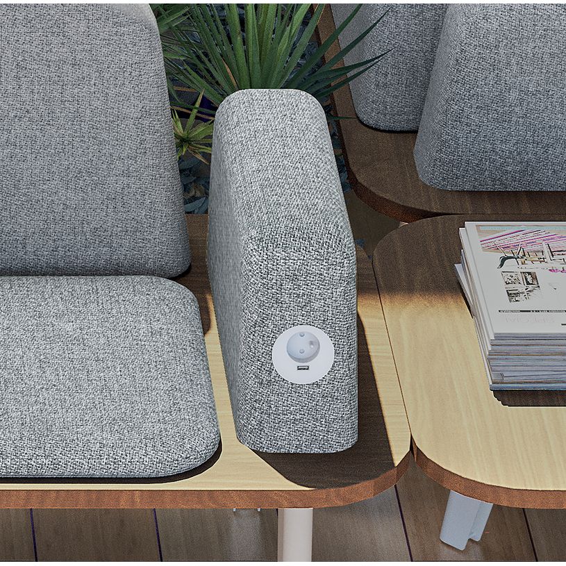 3253310177499-Banquette ILO - 2 places L172xP67cm -  blanc - structure chêne clair - tissu bleu guède--3