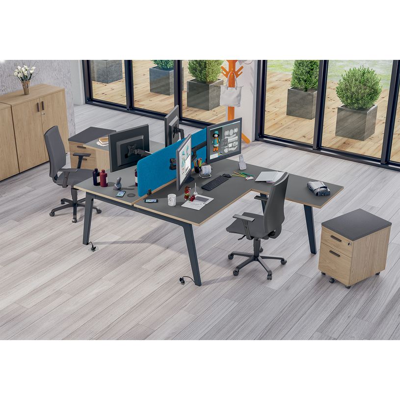 3253310173309-Retour direct pour bureau Steely - L80 - pied blanc - plateau imitation chêne clair--1