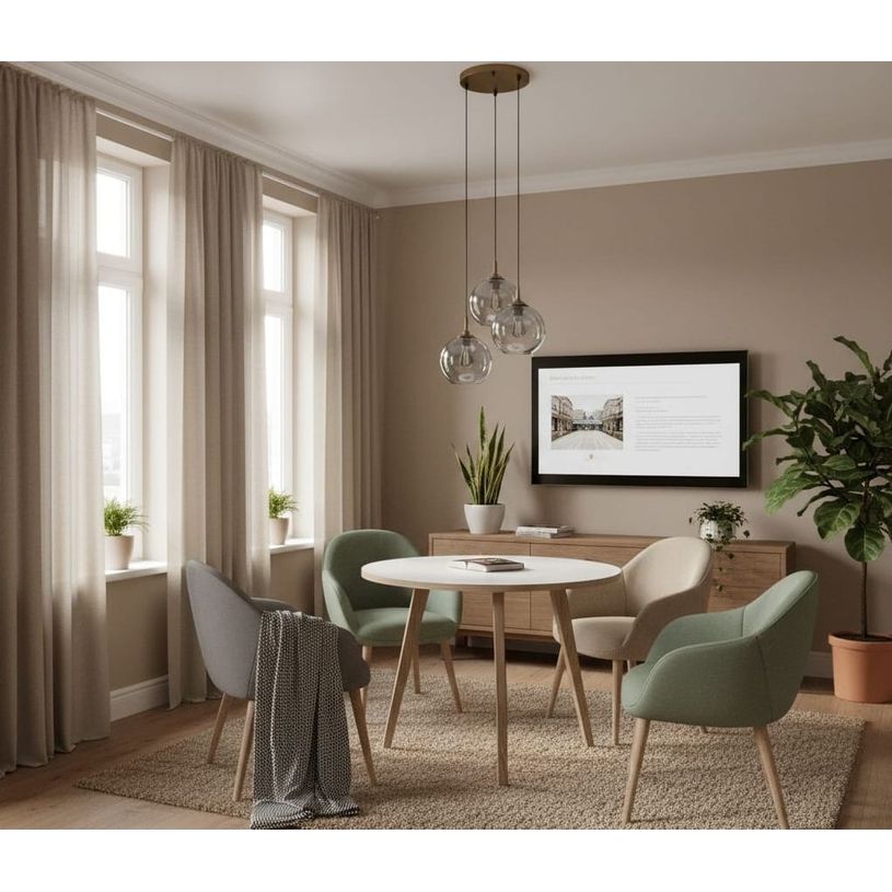 2012349512531-Table ronde - H74,4 cm - 80 cm - 3 pieds bois - plateau blanc--1