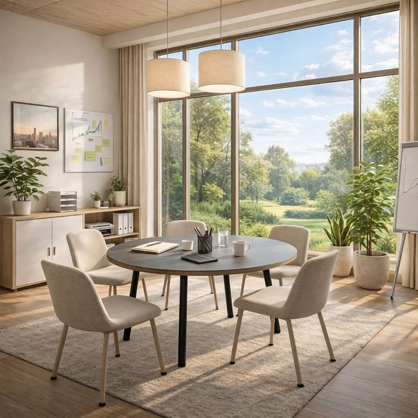 2012349511879-Table ronde - H74,4 cm - 100 cm - 4 pieds noir - plateau anthracite--1