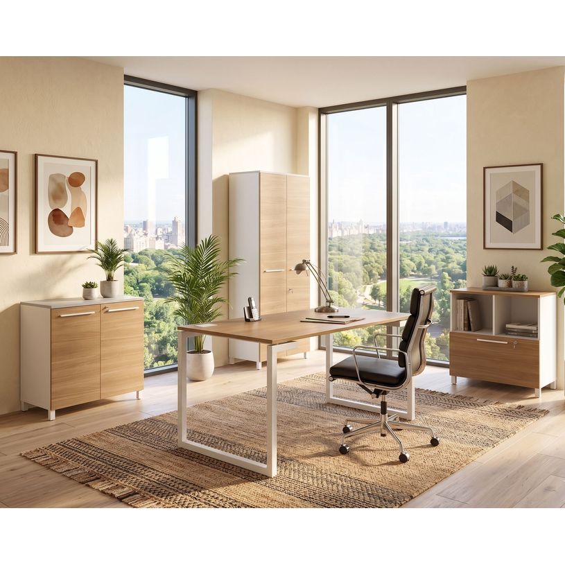 3483600215895-Armoire haute Sunday - L80 x H192 x P42 - 2 portes - dessus et façade chêne - SANS TOP--1