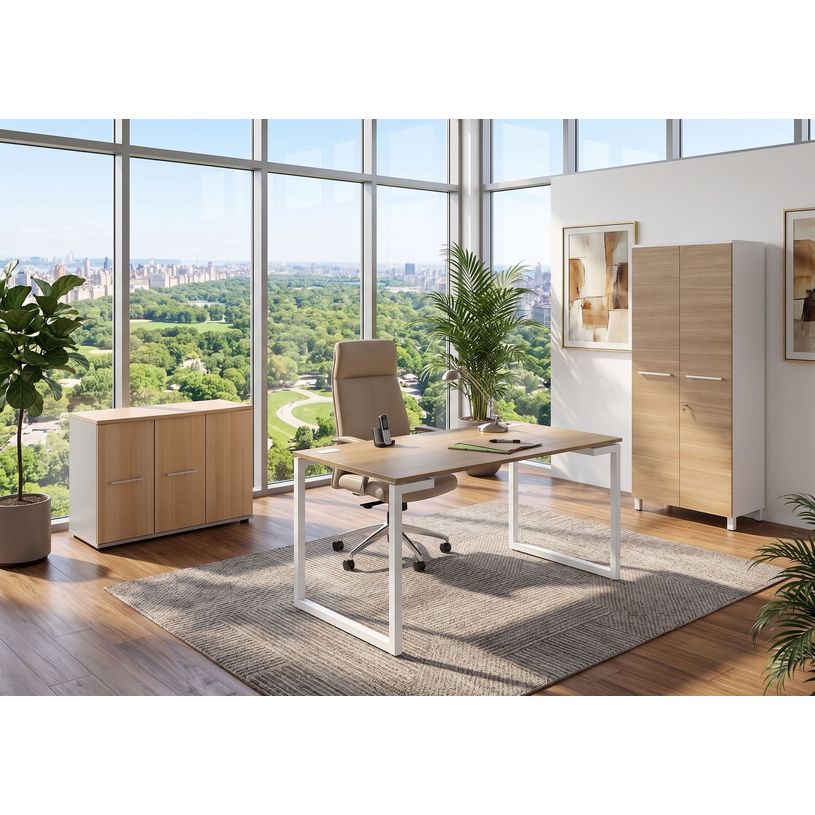 3483600784483-Armoire basse JAZZ+ - L80 x H71 x P48 - 3 portes - Hêtre--1