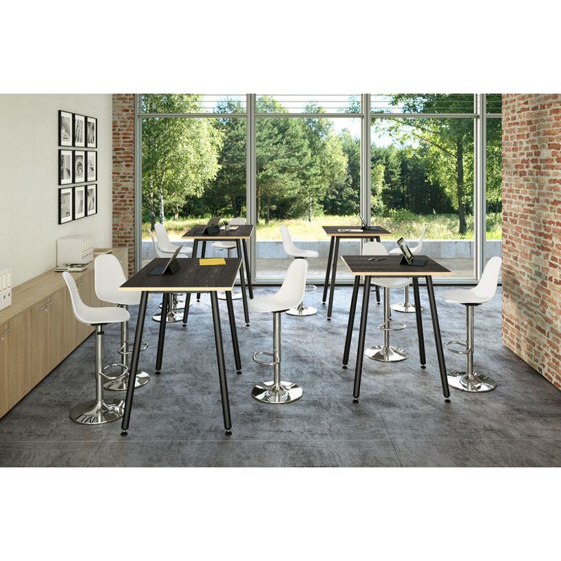 2012349511954-Table haute - 160 x 80 x 105 cm - Pieds métal noirs - Anthracite chants chêne--1