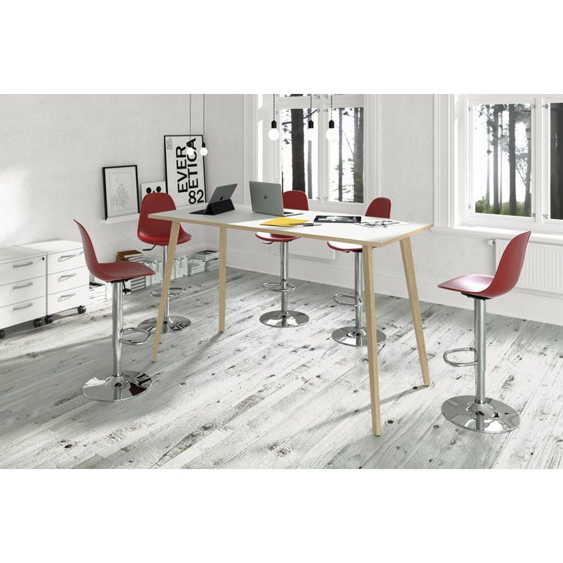 2012349512715-Table haute - 160 x 80 x 105 cm - Pieds bois - Blanc chants chêne--1