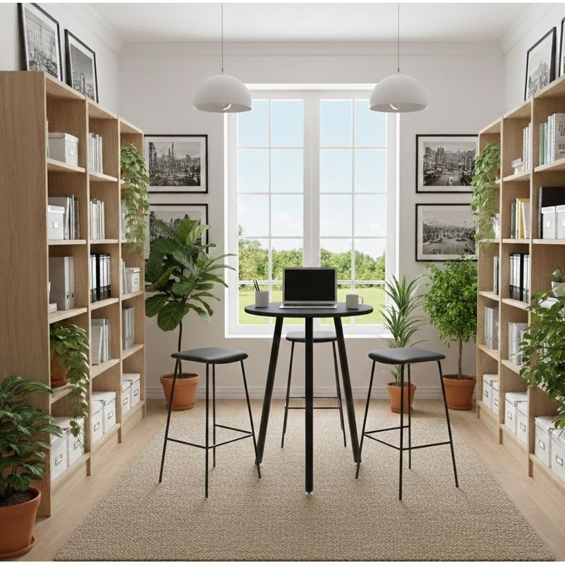 2012349511992-Table ronde - H105 cm - 80 cm - 3 pieds noir - plateau anthracite--1