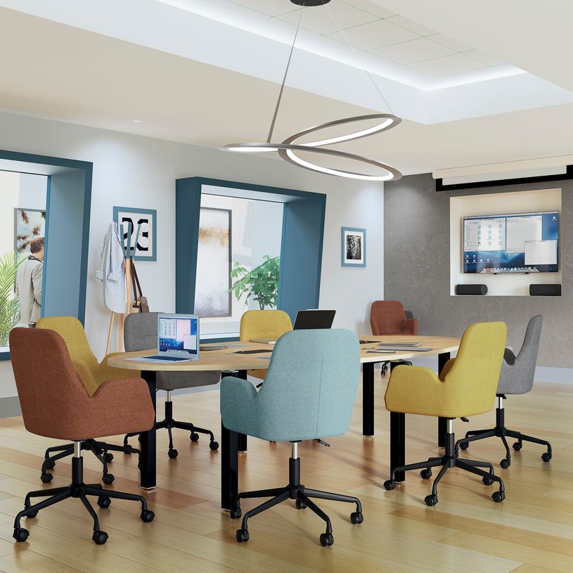 3253310171442-Table de réunion ovale - L280 cm - pieds exprim carbone - Plateau imitation érable--1