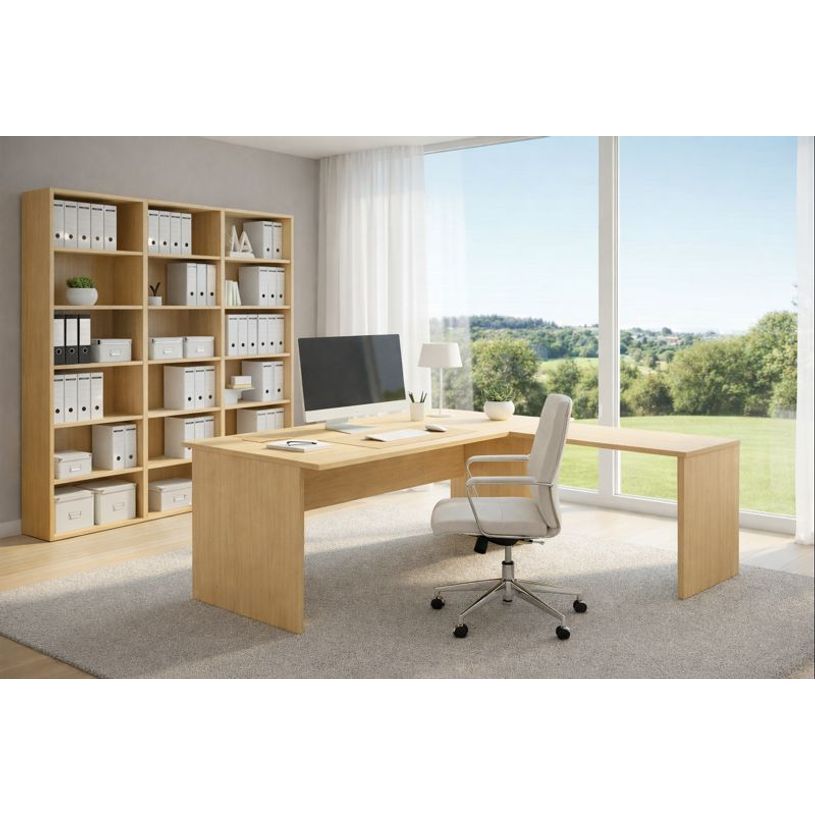 0404052258042-Retour direct pour Bureau Trend pieds panneau - L80 - plateau imitation chêne--1