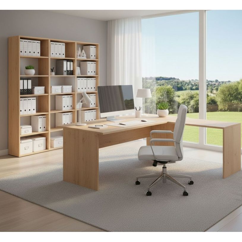 0404052258189-Retour direct pour Bureau Trend pieds panneau - L80 - plateau imitation hêtre--1