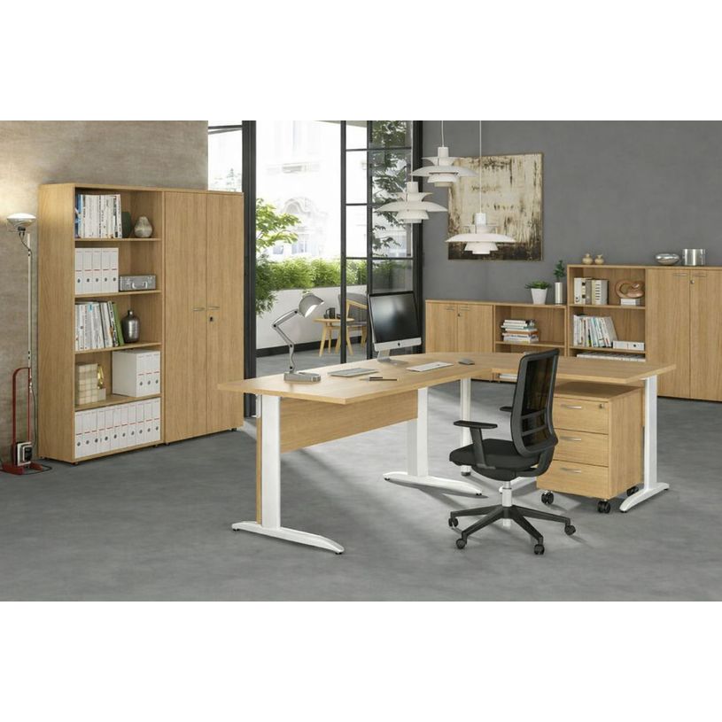 0404052258196-Retour direct pour Bureau Trend pieds métal - L80 - plateau imitation hêtre - pieds alu--1