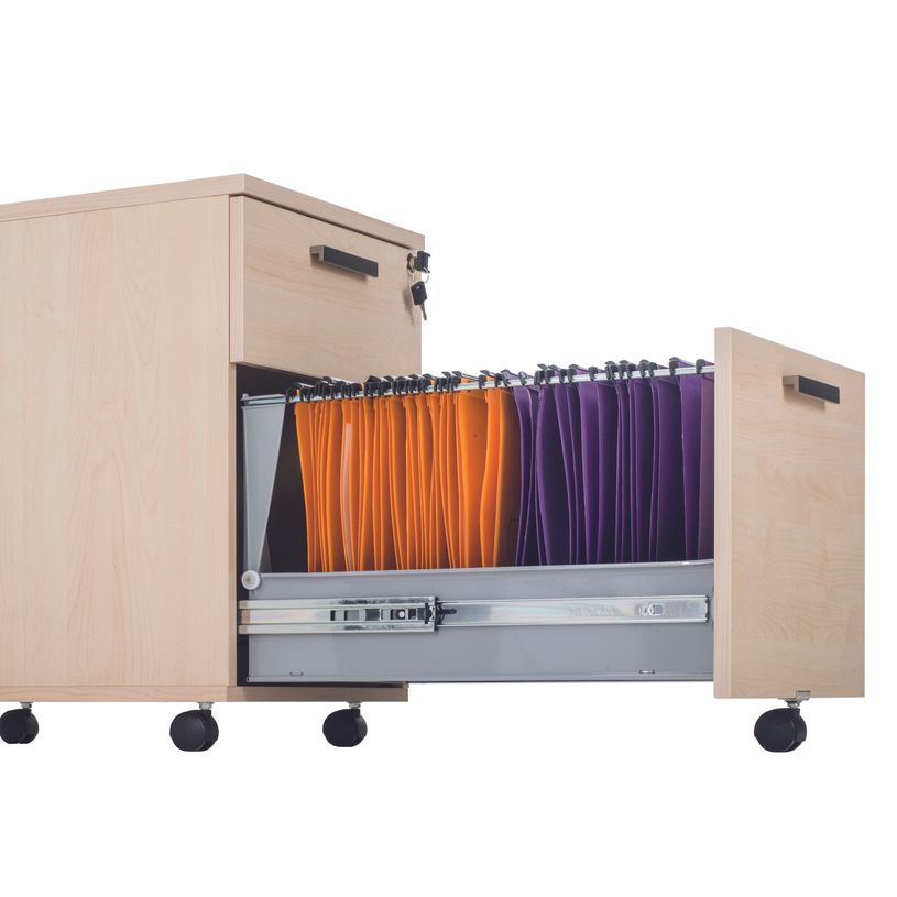 3253310012172-Caisson mobile WINCH 2 tiroirs dont 1 pour dossiers suspendus - Aluminium--1