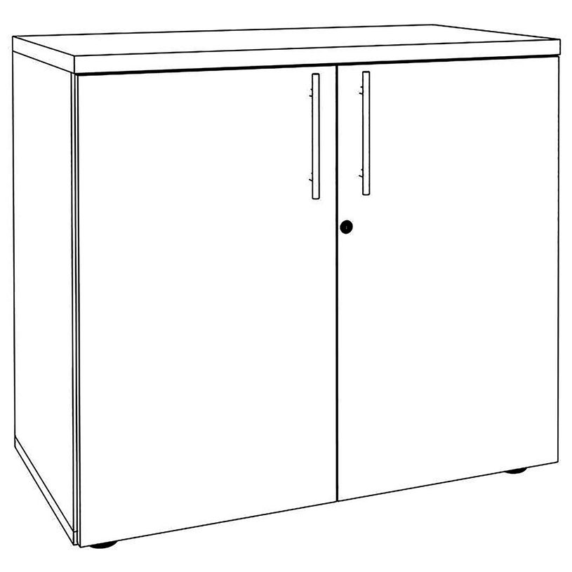 3253310270534-Armoire basse EXPRIM/LOFTER/LEVEL - H72 x L80 x P47 - 2 portes - Corps Blanc perle - Dessus et portes i--3