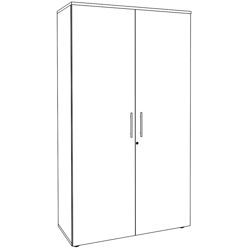 3253310335103-Armoire haute IDRA/DUAL - H180 x L80 x P47 - 2 portes - Corps blanc - Portes et dessus imitation noyer--3