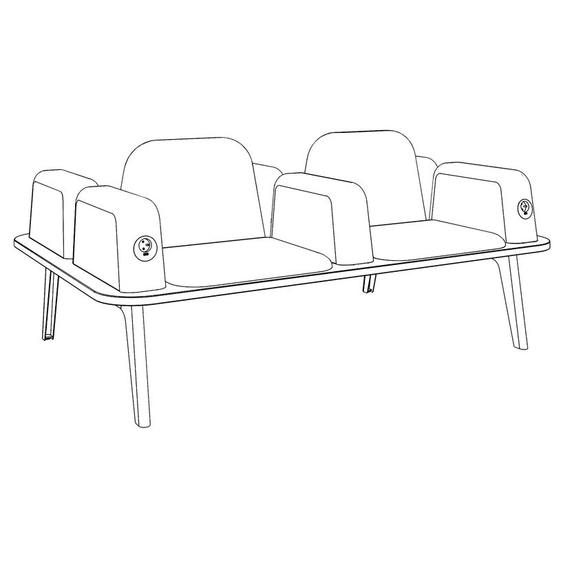 3253310179530-Banquette ILO - 4 places L172xP114cm -  carbone - structure chêne clair - tissu gris chiné--4