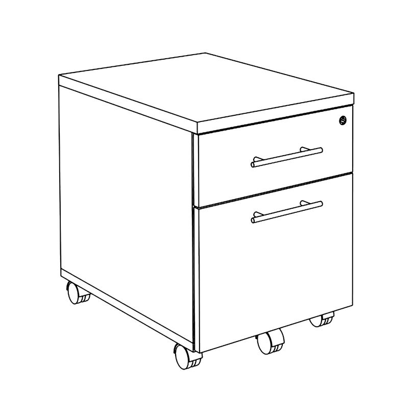 3253310012172-Caisson mobile WINCH 2 tiroirs dont 1 pour dossiers suspendus - Aluminium--3
