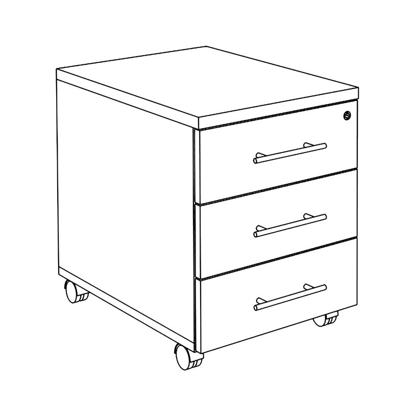 3253310311664-Caisson mobile IDRA/DUAL - L43 x H56 x P60 cm - 3 tiroirs - Imitation noyer--3