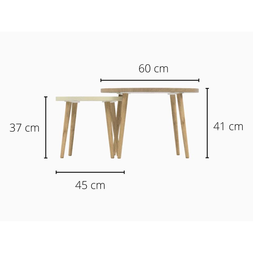 0404052550955-Lot de 2 tables basses - 60X41cm & 45X37cm - Sable et Camel--3