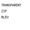 transparent zip bleu