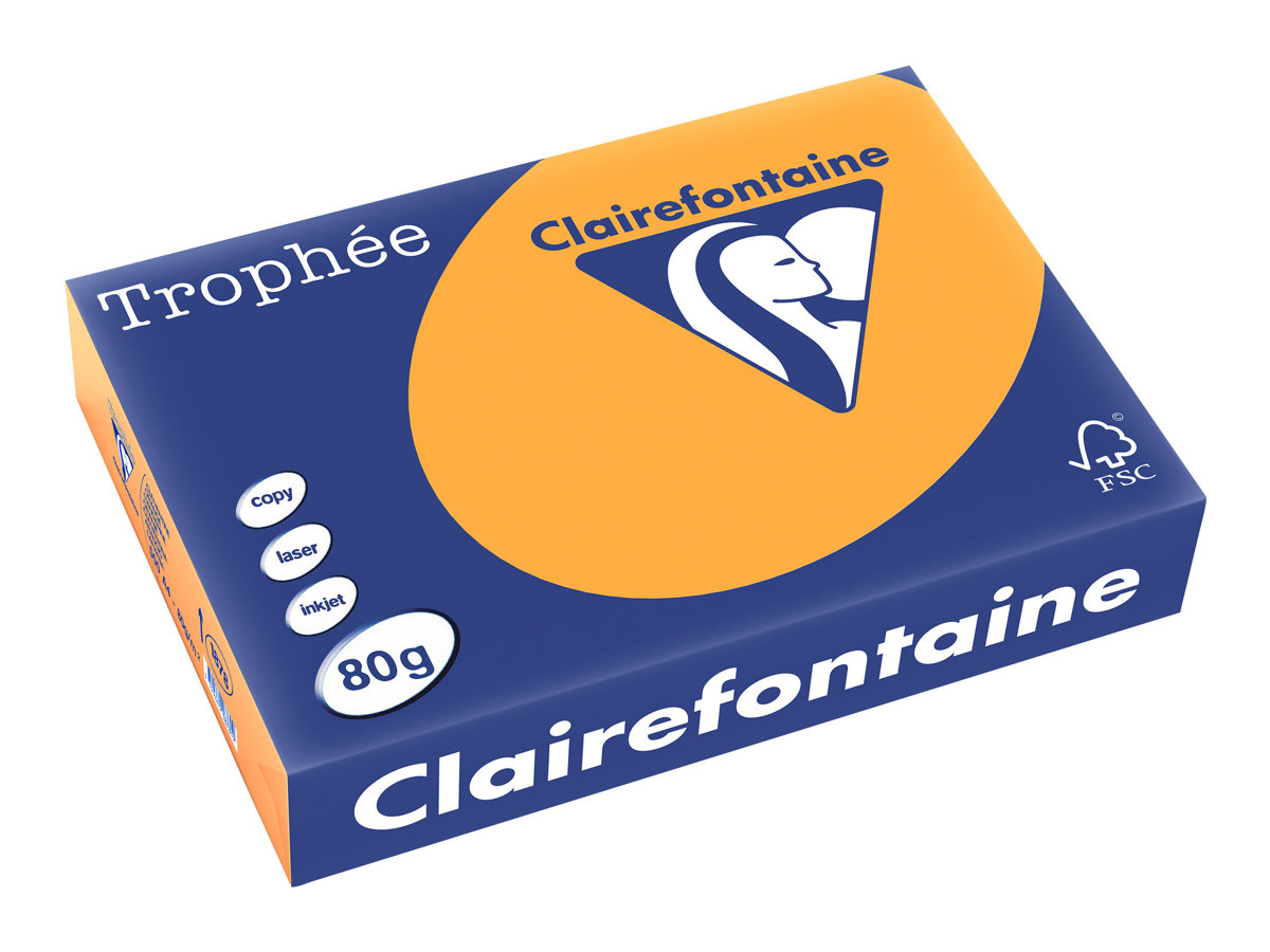 Clairefontaine Trophée – Lot 5 Ramettes Papier Couleur 80g A4 Ivoire (2500 Feuilles) – Certifié FSC, Idéal Impression & Bureautique Quotidienne