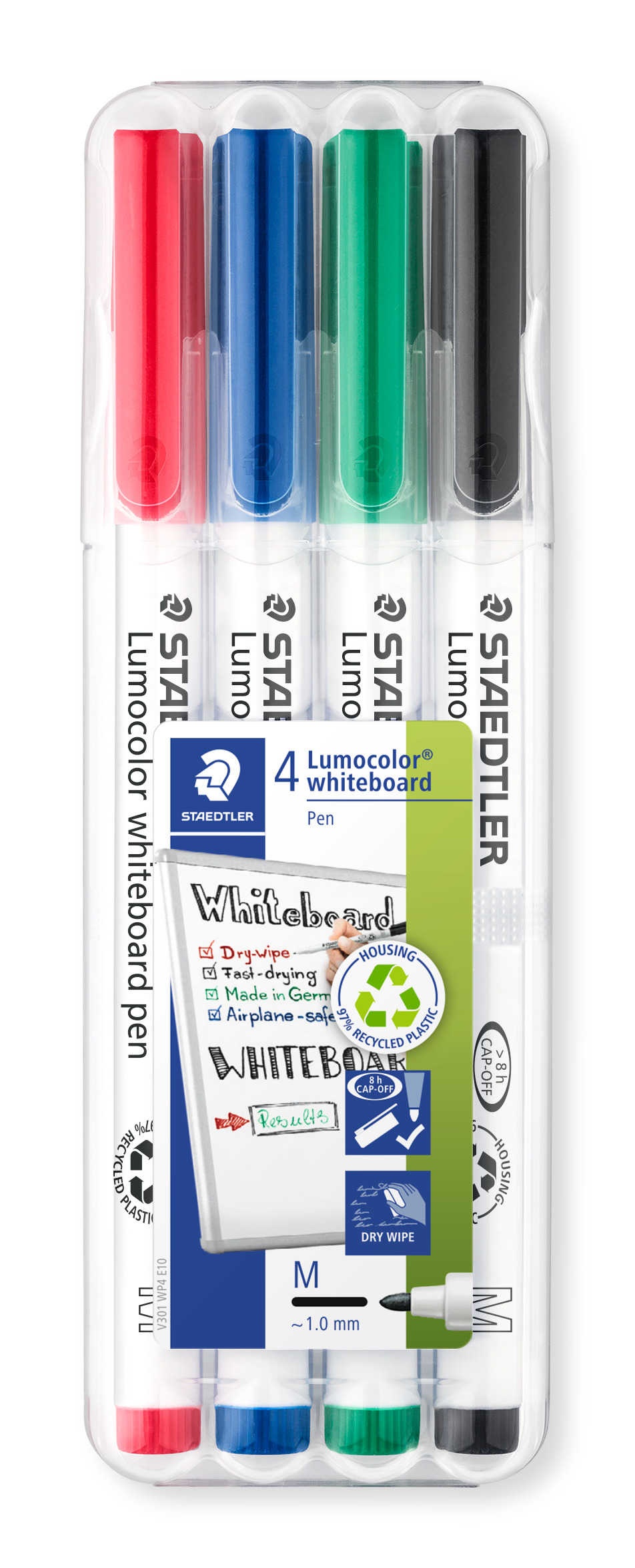 Staedtler Lumocolor Set Pennarelli Per Lavagna Bianca – 4 Pennarelli + Cancellatore