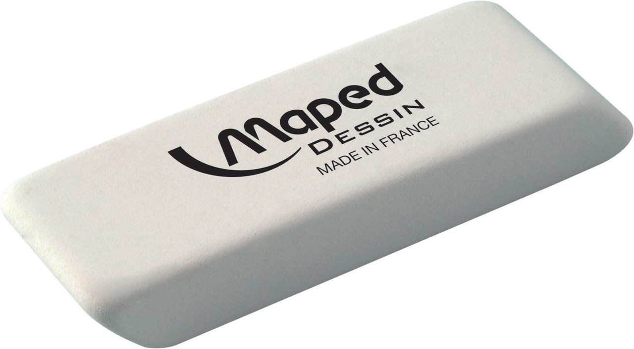 Gomme Duo-Gom Maped – Format Médium, Côté Rose Pour Crayon, Côté Bleu Pour Encre