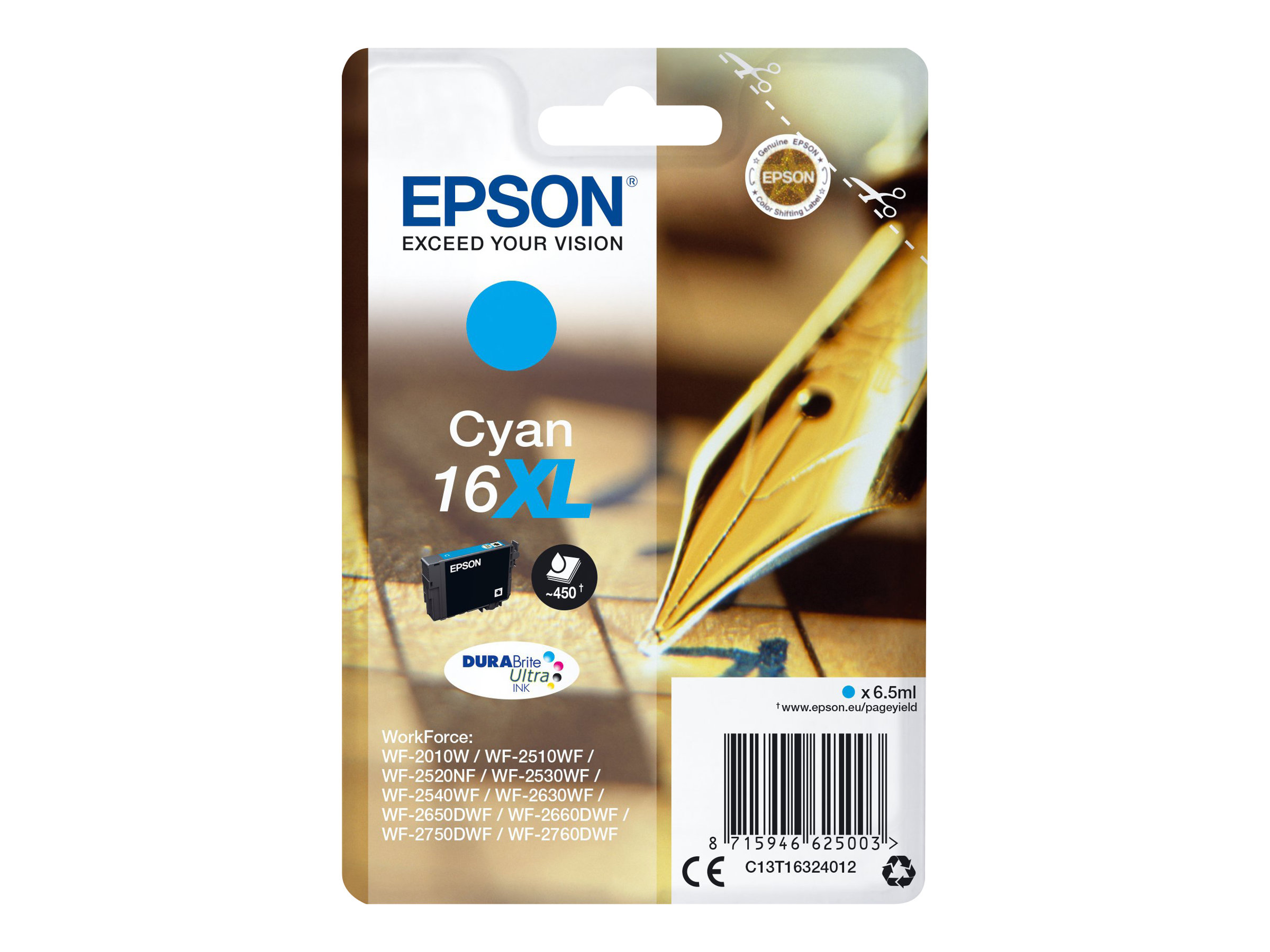 Epson 16XL Stylo Plume - cyan - cartouche d'encre originale
