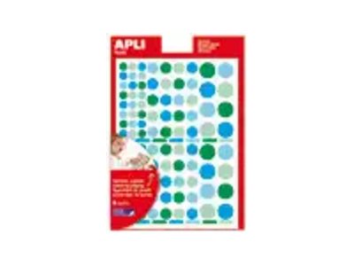 Apli - 6 feuilles gommettes rondes - bleu/vert