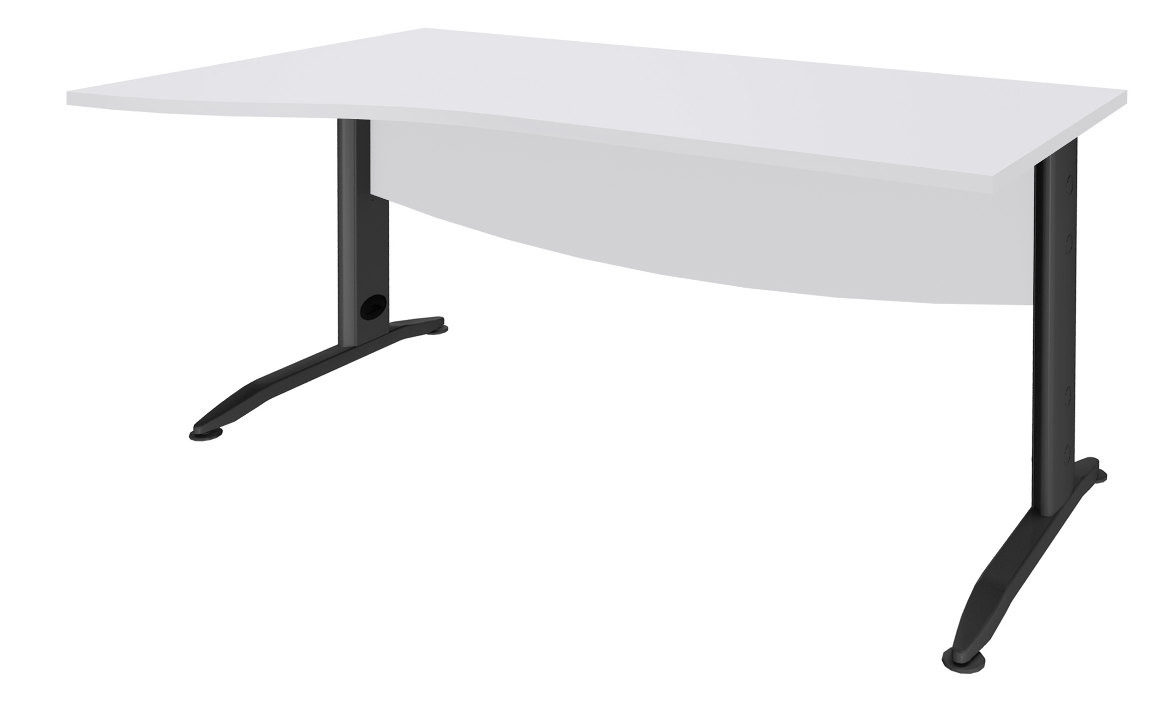 Bureau droit IDRA - Vague à gauche - L160 cm - Pieds anthracite - plateau Blanc