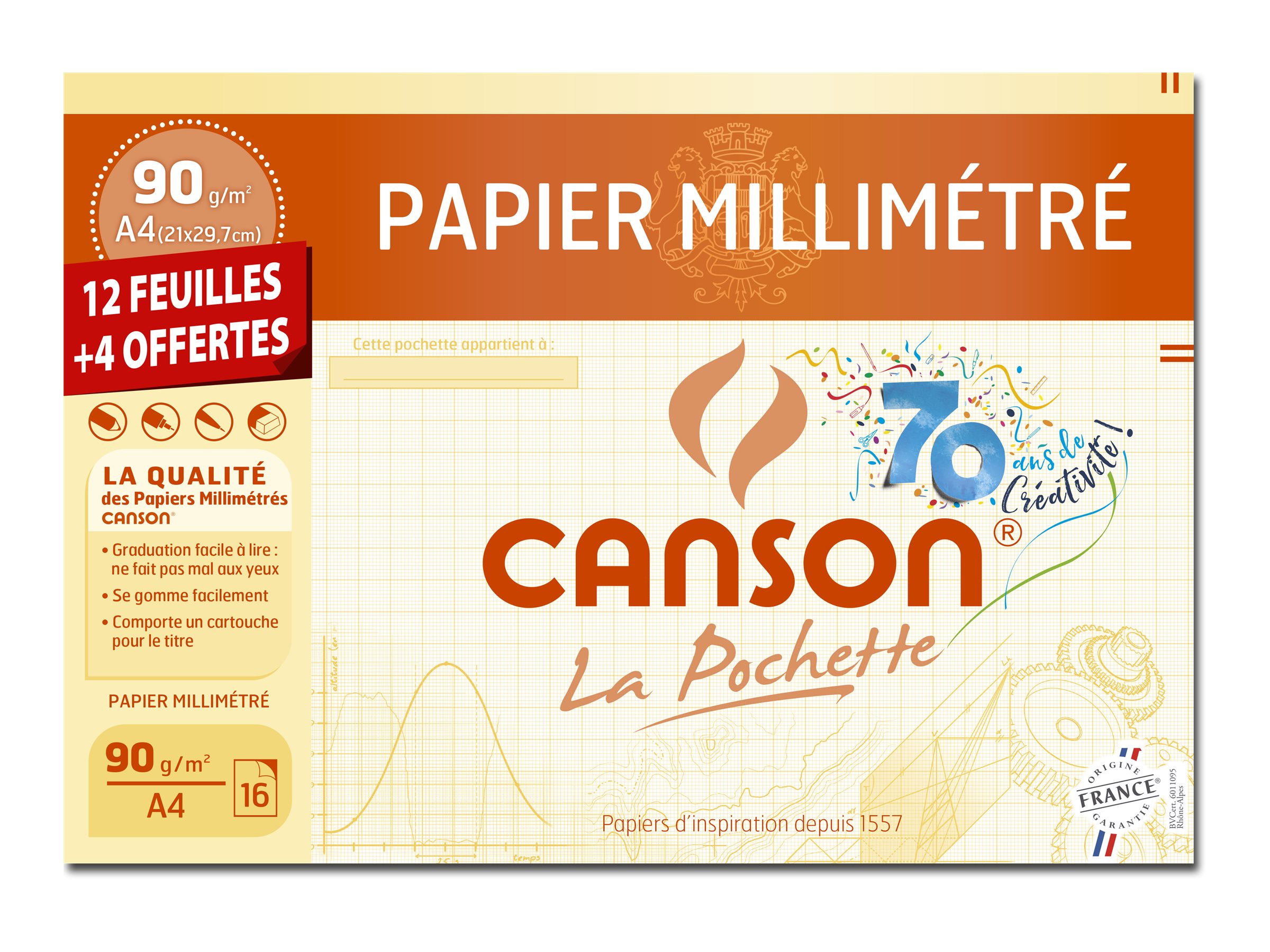 CANSON La Pochette millimétré - papier millimétré