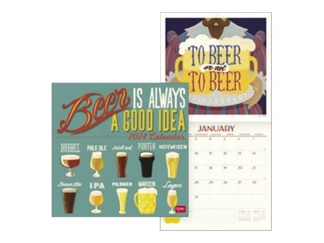 Calendrier Mural 2025 Legami - Thème Bière, 30x29cm, Zones De Notes (anglais)