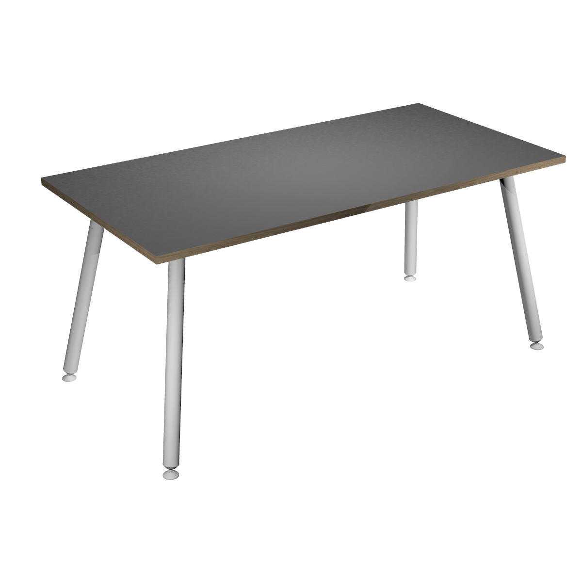 Table haute LEONARDO - 160 x 80 x 105 cm - Pieds métal blancs - Anthracite chants chêne