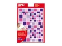 Apli - 6 feuilles gommettes carrées - rose/violet