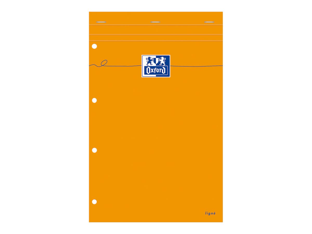 Oxford - Bloc notes - A4 + - 160 pages - ligné jaune - 80G - perforé -  orange Pas Cher | Bureau Vallée