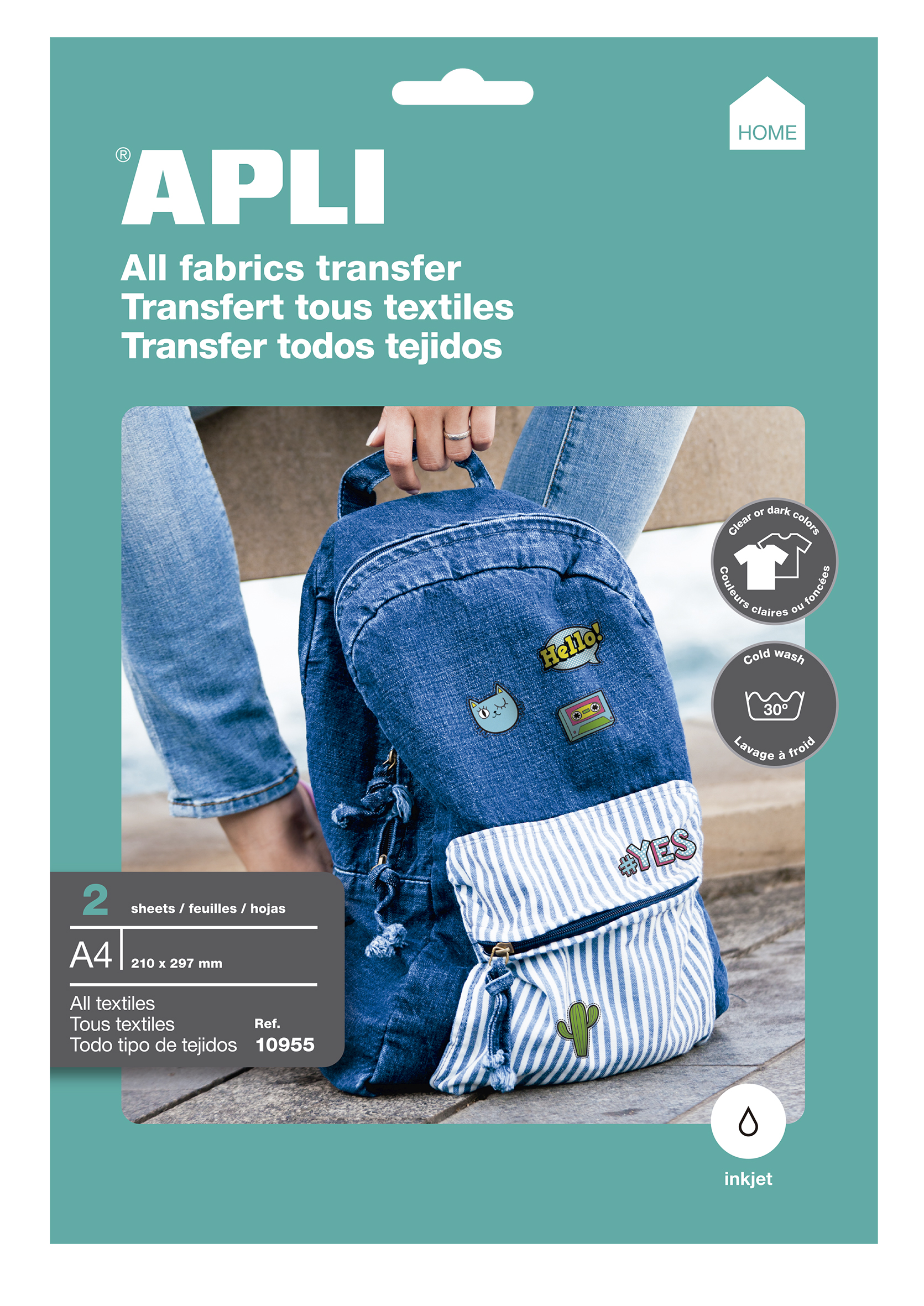Papier Transfert Textile Couleur - A4 - 5 Feuilles - Apli pas cher