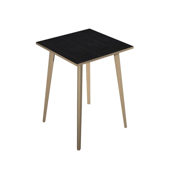 Table haute LEONARDO - 80 x 80 x 105 cm - Pieds bois - Frêne noir