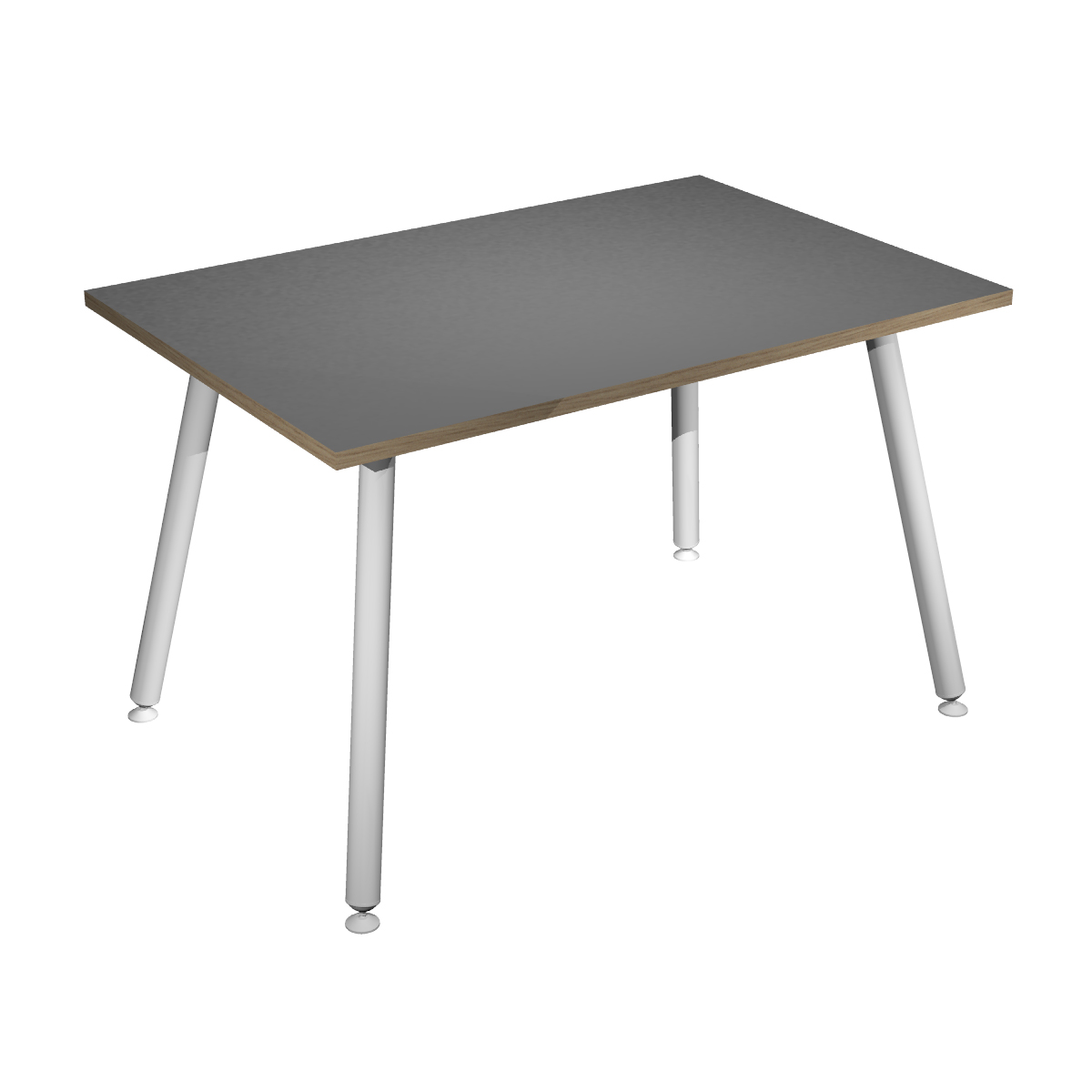 Table haute LEONARDO - 120 x 80 x 105 cm - Pieds métal blancs - Anthracite chants chêne