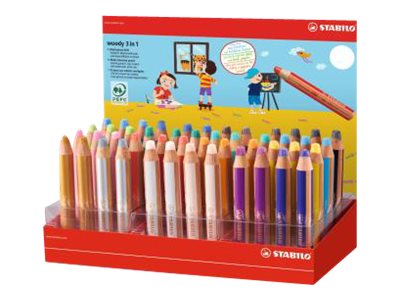 STABILO woody 3 in 1 - pack de 48 crayons de couleur - coloris