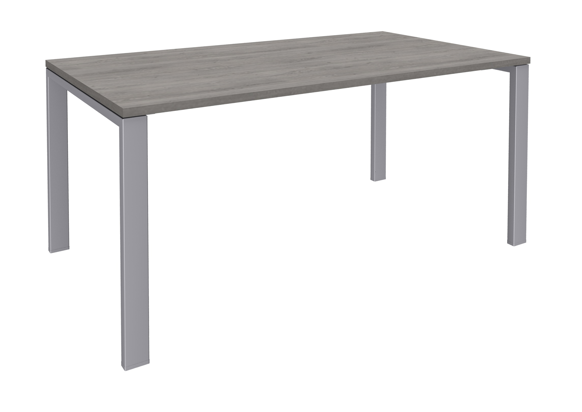 Bureau simple IRIS - L160 cm - Plan de départ - Pieds aluminium - plateau imitation Chêne gris