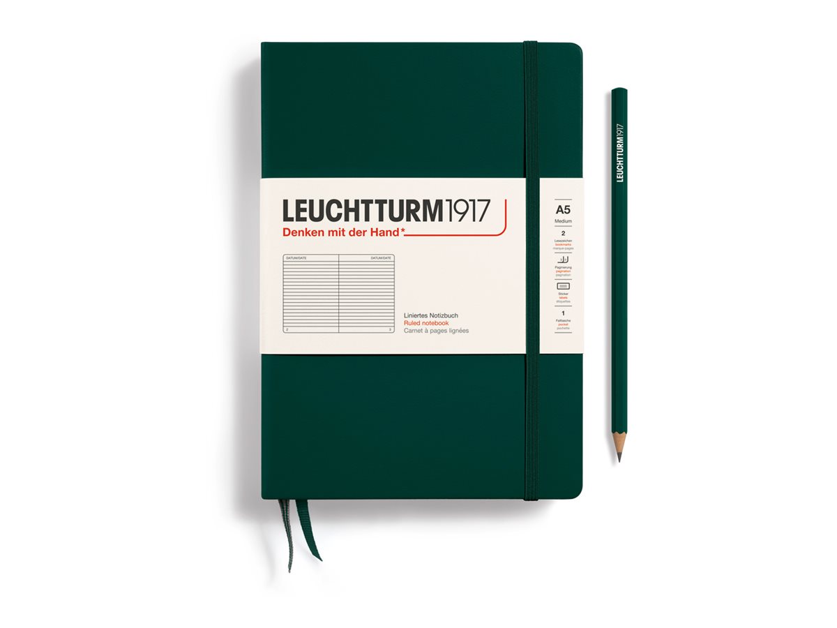 Agenda Semainier LEUCHTTURM1917 2026 - Format A5 Moyen, Vert Forêt - Avec Pages De Notes Et Fermeture élastique - 7