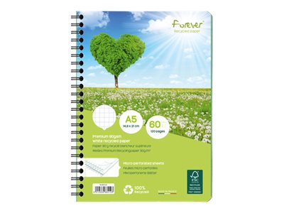 Cahier recyclé Spirale A4 ligné 70g Forever achat vente écologique