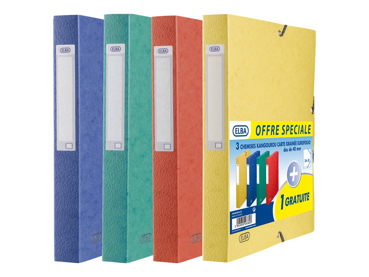 Oxford Boston - 4 boîtes de classement carton dont 1 offerte - dos 40 mm - disponible dans différentes couleurs
