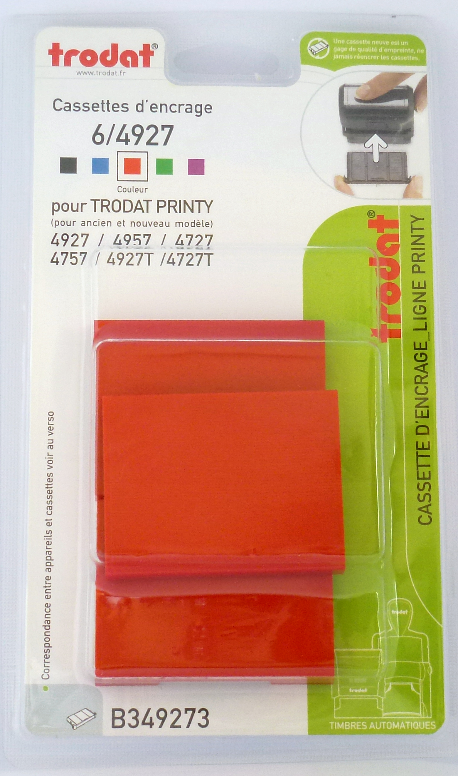 Trodat - 3 Encriers 6/4927 recharges pour tampon Printy 4927/4727/4957 - rouge