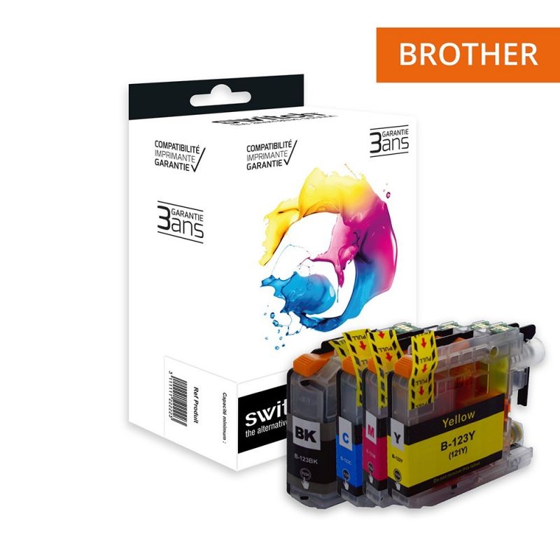 Cartouche compatible Brother LC123 - pack de 4 - noir, jaune, cyan, magenta - Switch 