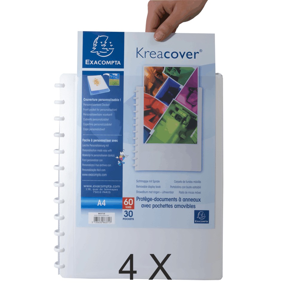 Lot De 4 Porte-vues Transparents A5 - 10 Pochettes Chacun, 50% Recyclé - Pour Classement, Présentation, Documents