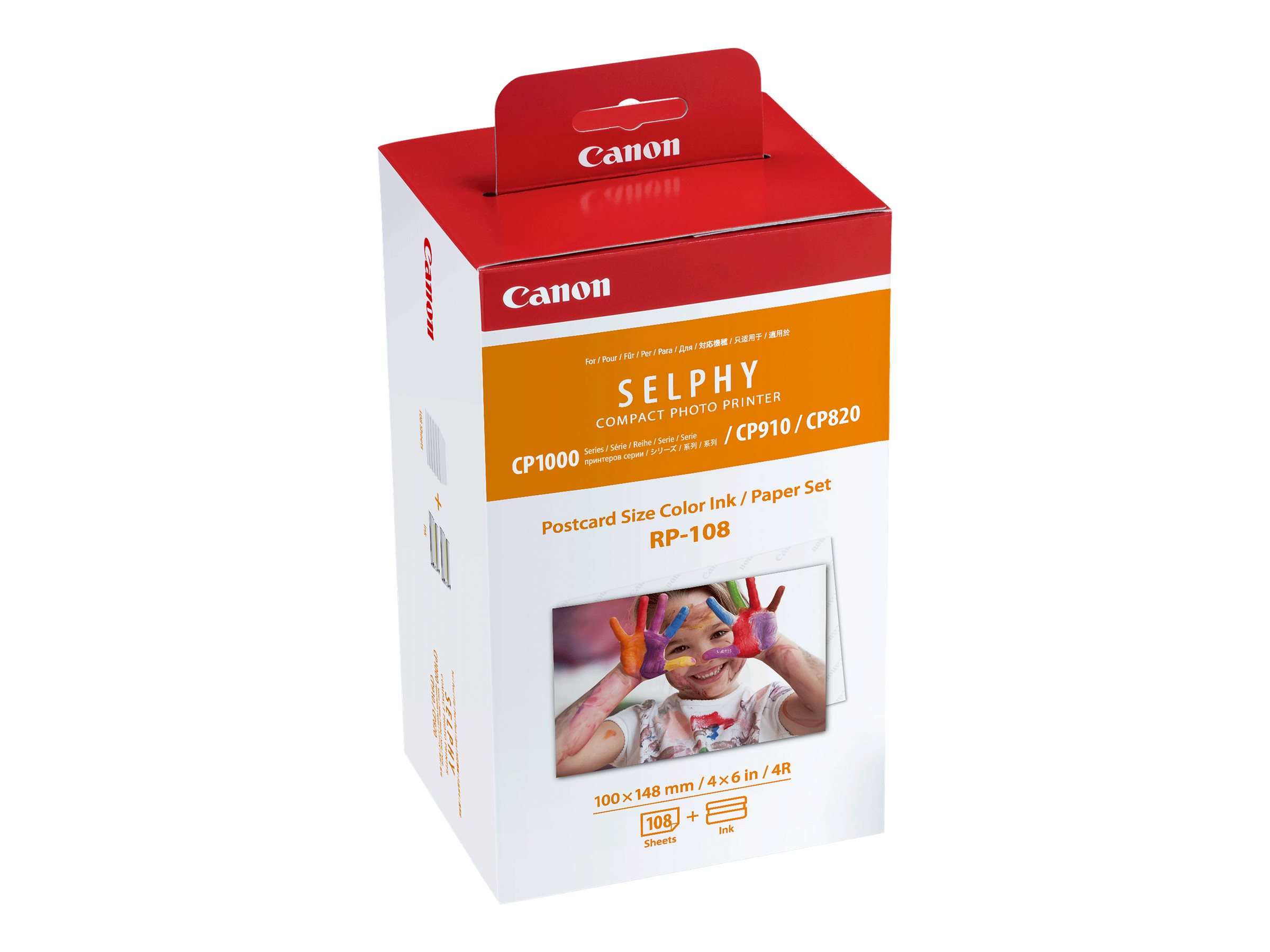 Canon RP-108 kit encre couleur pour imprimante Selphy au format carte  postale (10cm x 14,8cm) origine canon garantie, 108 feuilles