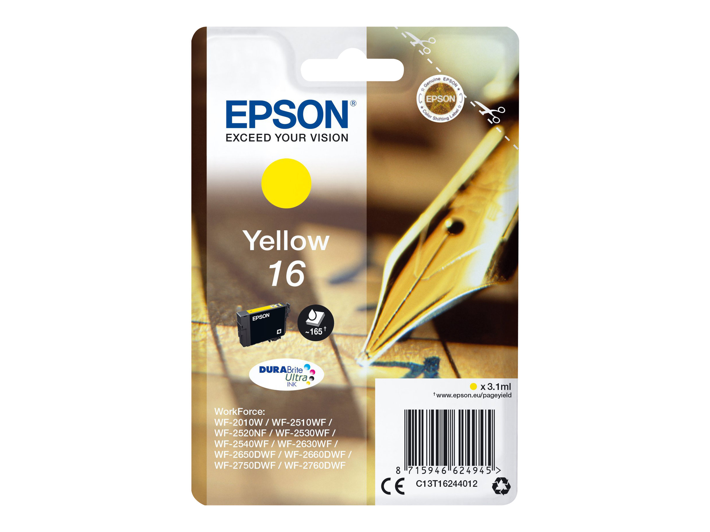Epson 16 Stylo plume - jaune - cartouche d'encre originale